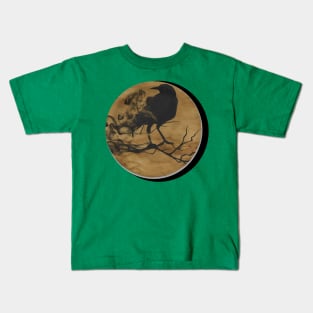 Waning Moon Raven Kids T-Shirt